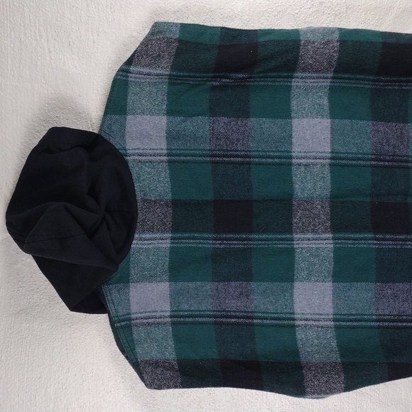 Surf Style Interplanetary Body Gear Green Windowpane Plaid Hooded Snap Up Vest - Picture 9 of 13